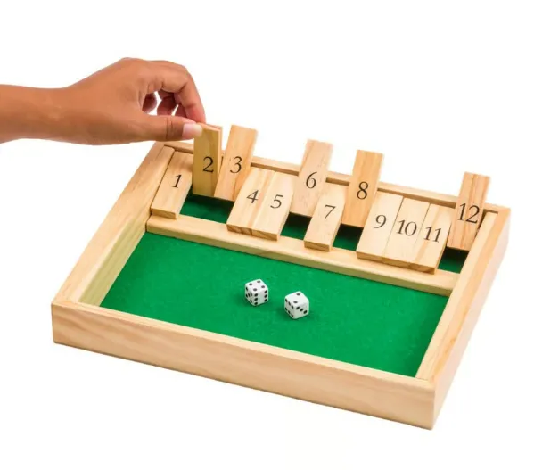SHUT THE BOX-WOODEN DICE BOARD GAME - Single